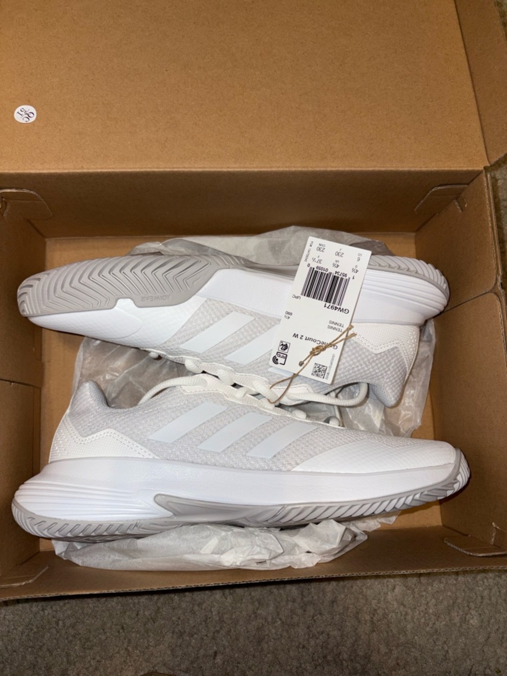 Adidas Game Court 2 Women's White Tennis Shoes ~ Size 6 GW4971
